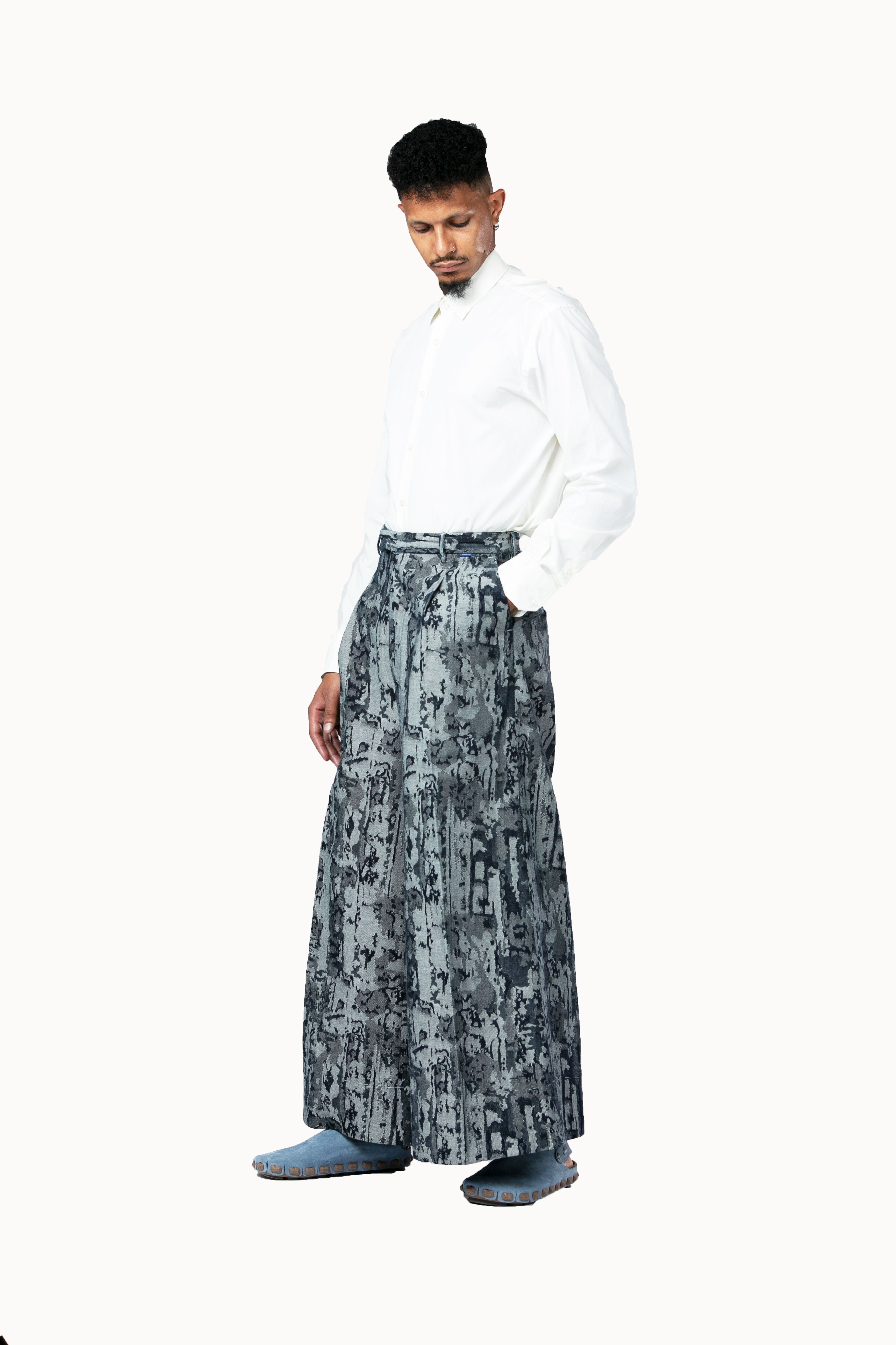 High Waist Jacquard Palazzo Pants