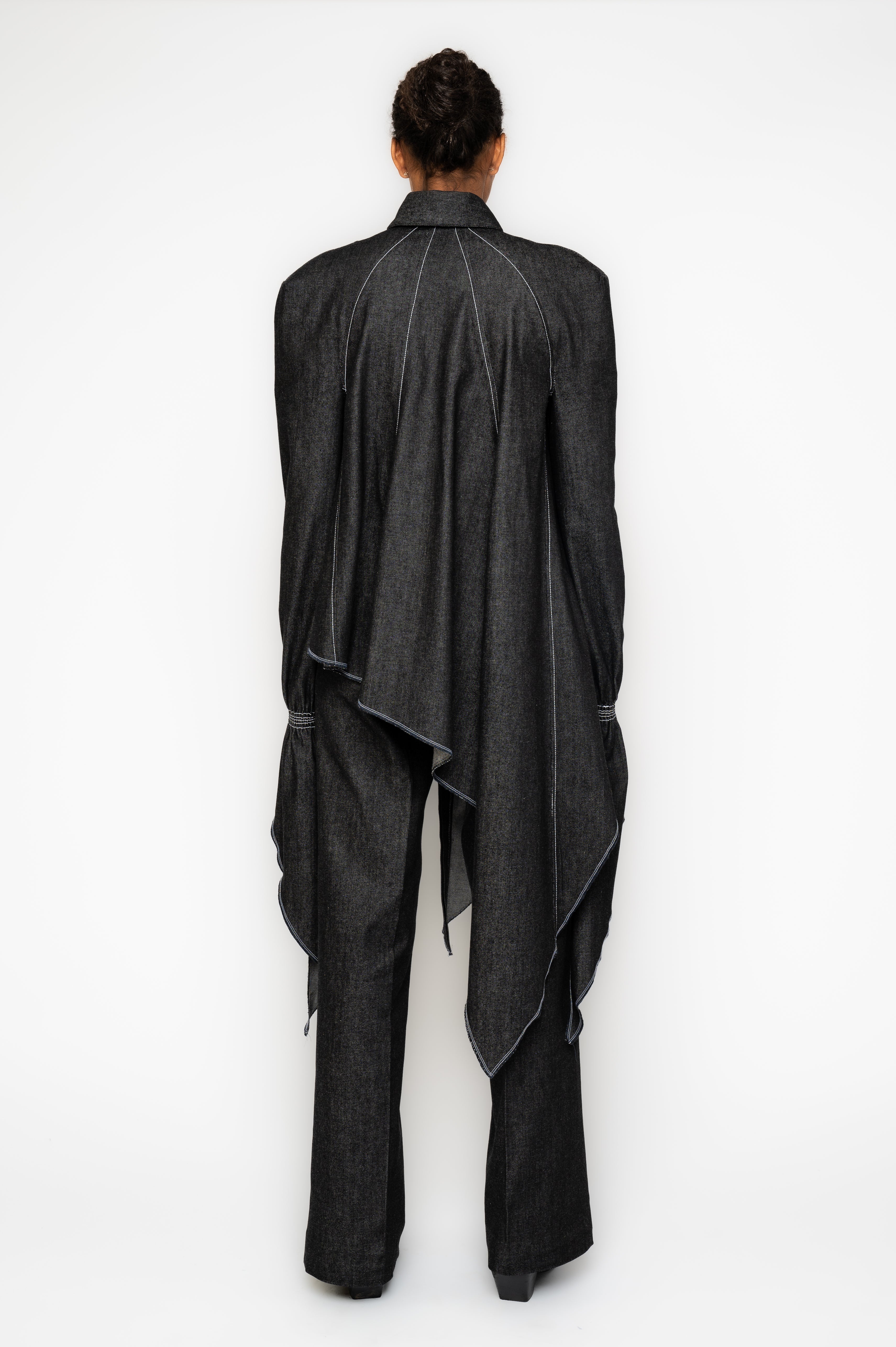 Victor-Hart luxury structured asymmetric shirt with architectural tailoring