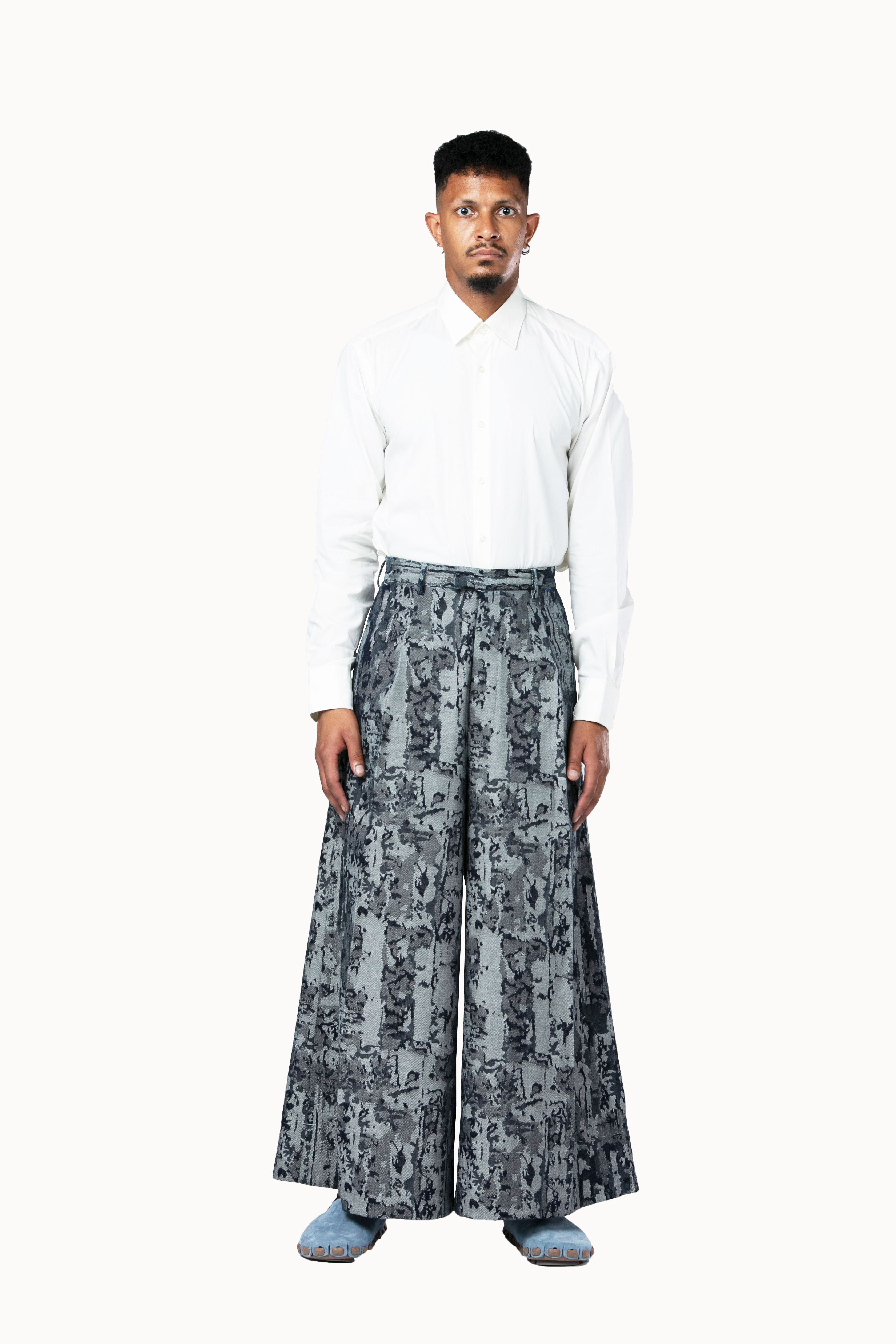 Victor-Hart luxury High Wiast jacquard Palazzo pants with architectural tailoring