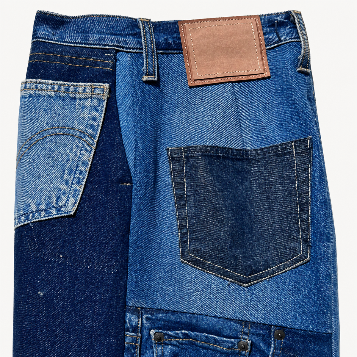 Victor-Hart upcycled straight leg pants, stitching detail