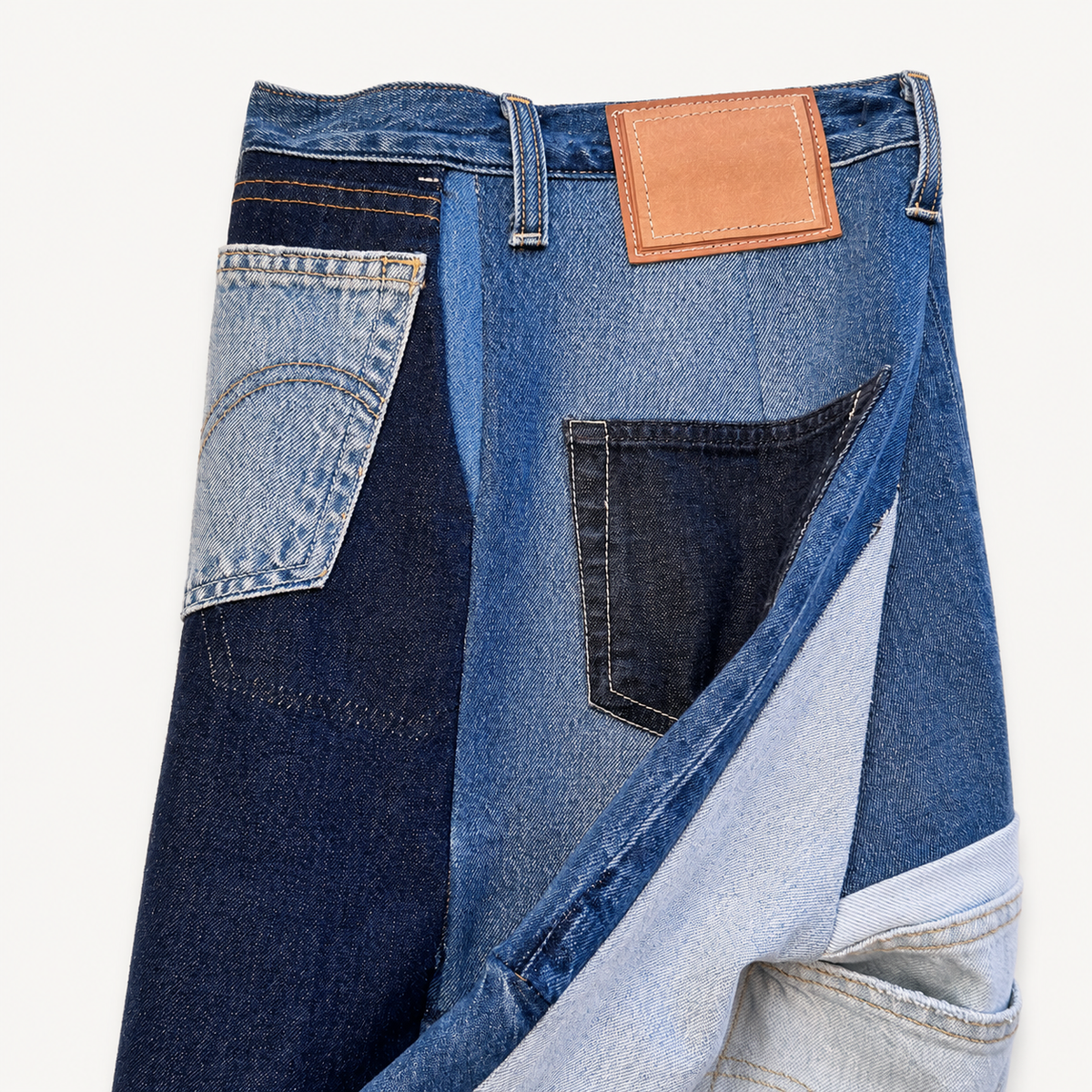 Victor-Hart upcycled straight leg pants, back detail