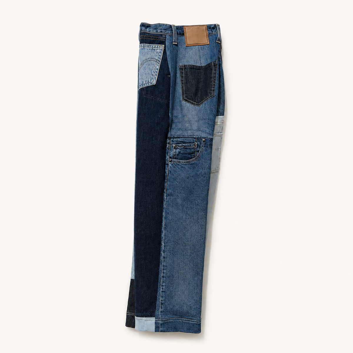 Victor-Hart upcycled straight leg pants, side view