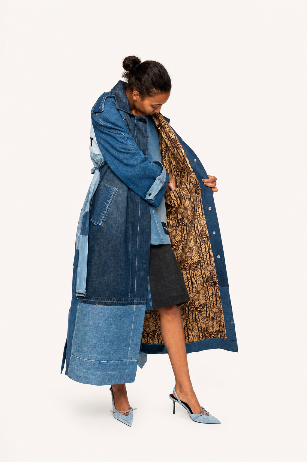 Victor-Hart upcycled trench coat, inside lining view