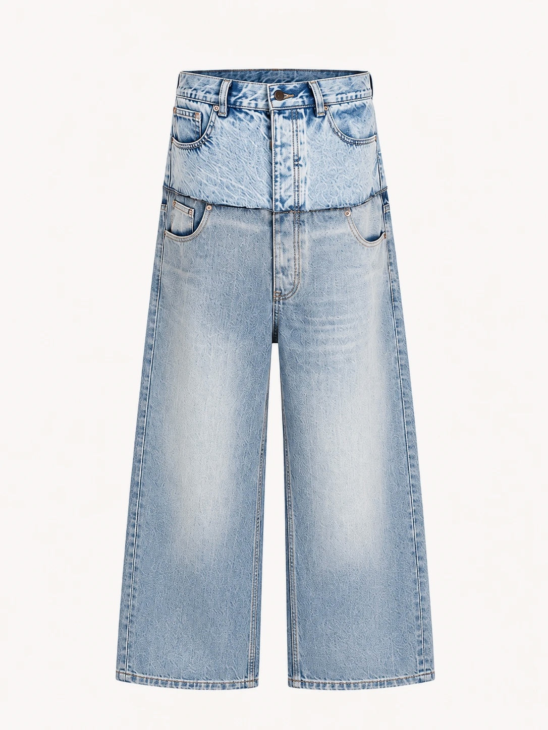 Victor-Hart Double Waistband Denim Jeans, light wash, front view
