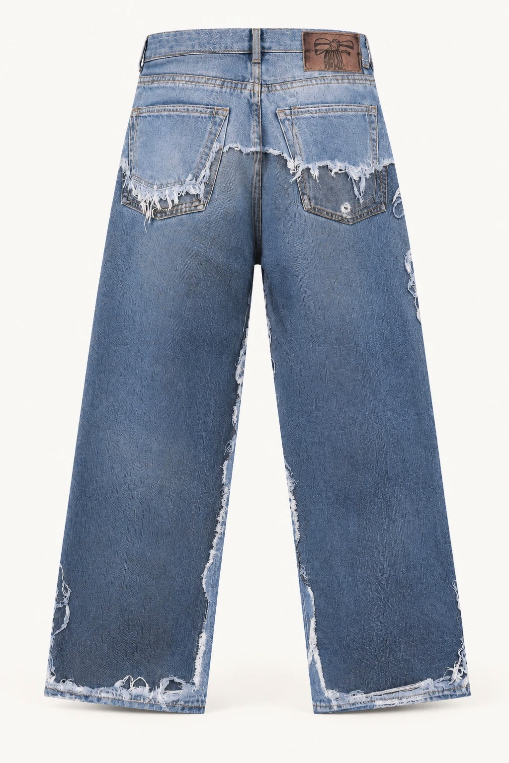 Victor-Hart Frayed Panel Wide-Leg Jeans, back view