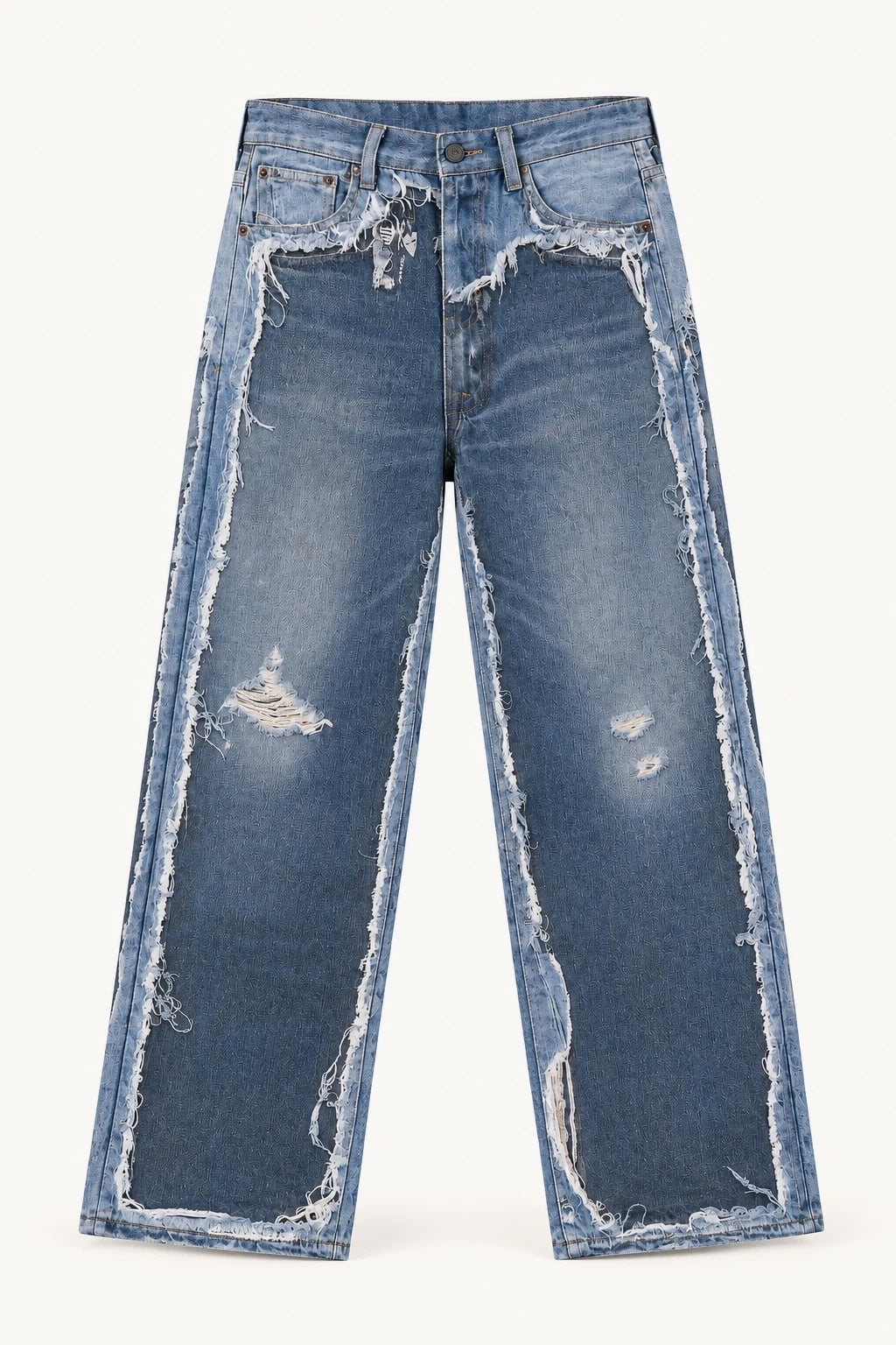 Victor-Hart Frayed Panel Wide-Leg Jeans, front view
