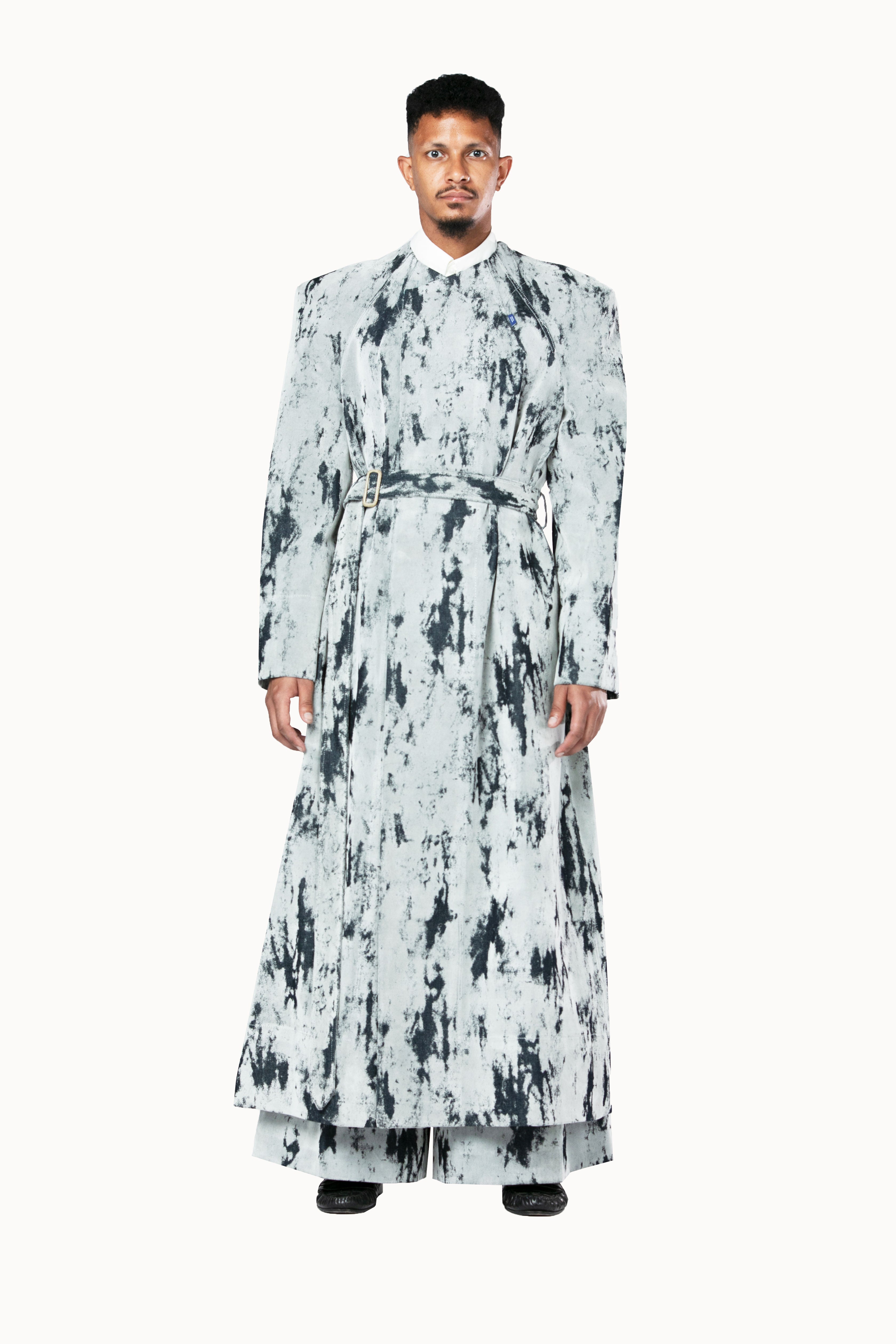 Victor-Hart luxury structured denim coat
with architectural tailoring