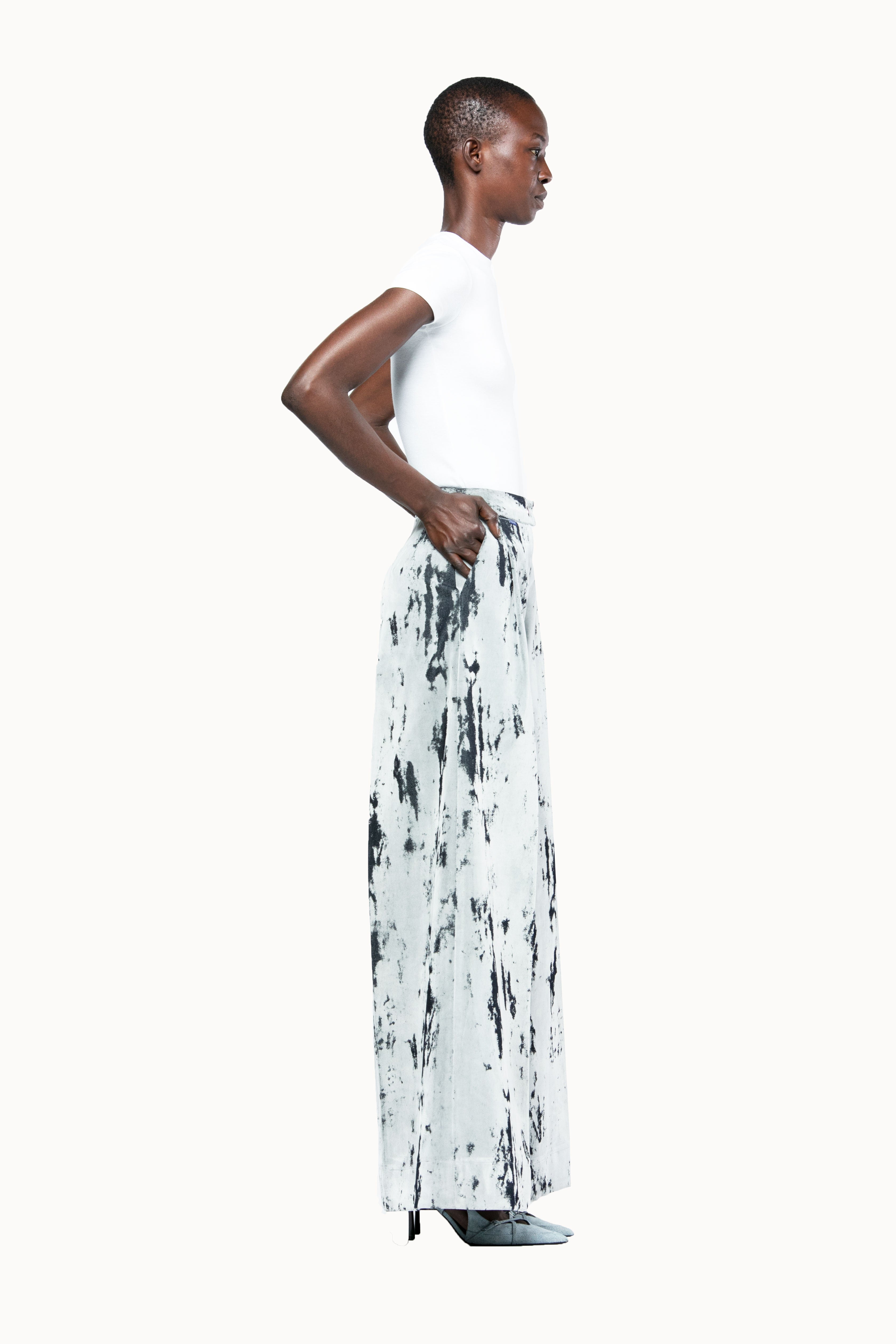 Victor-Hart luxury structured denim Pants with architectural tailoring