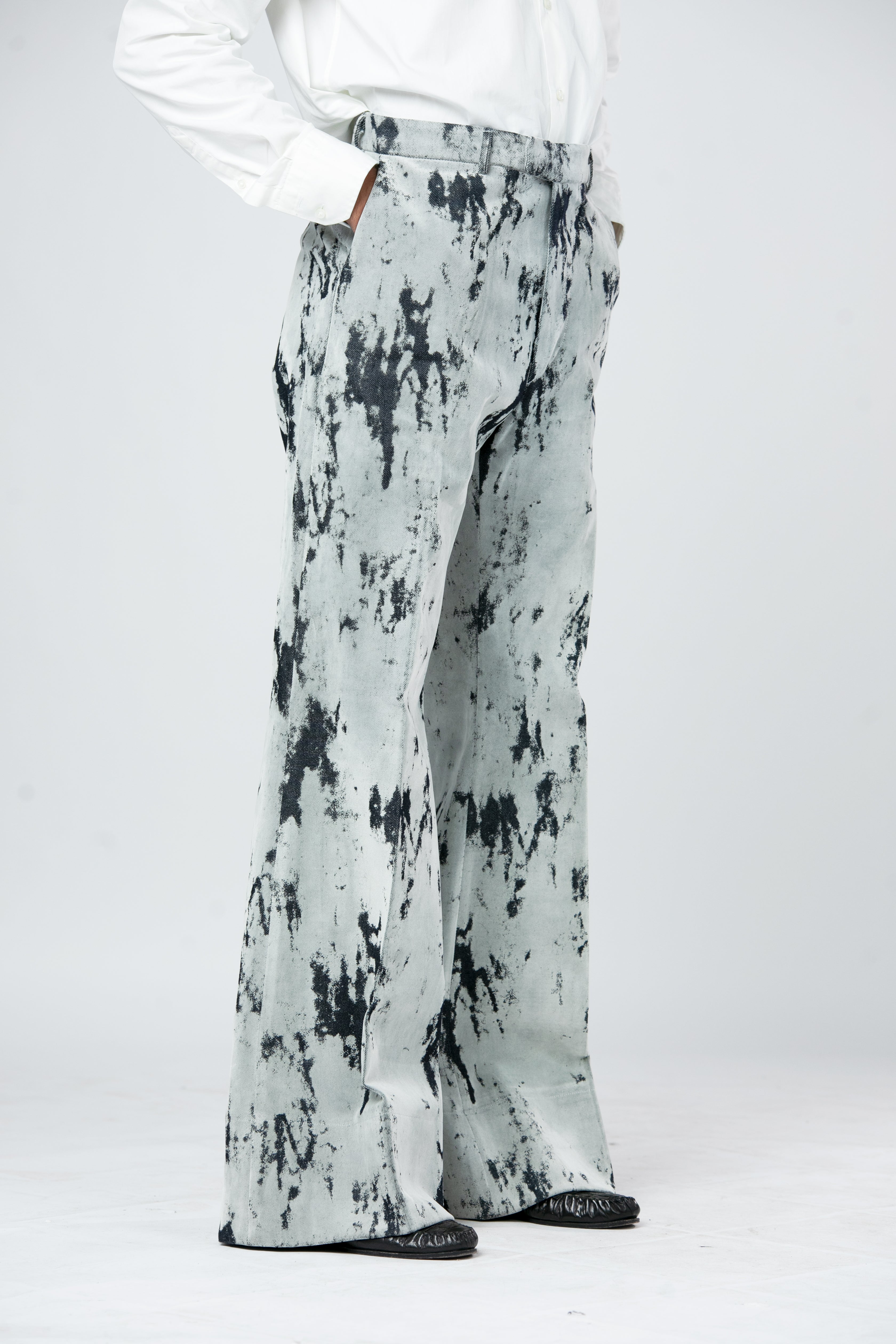 Victor-Hart Flock Boot Cut Pants – High-Waist Italian Denim Trousers