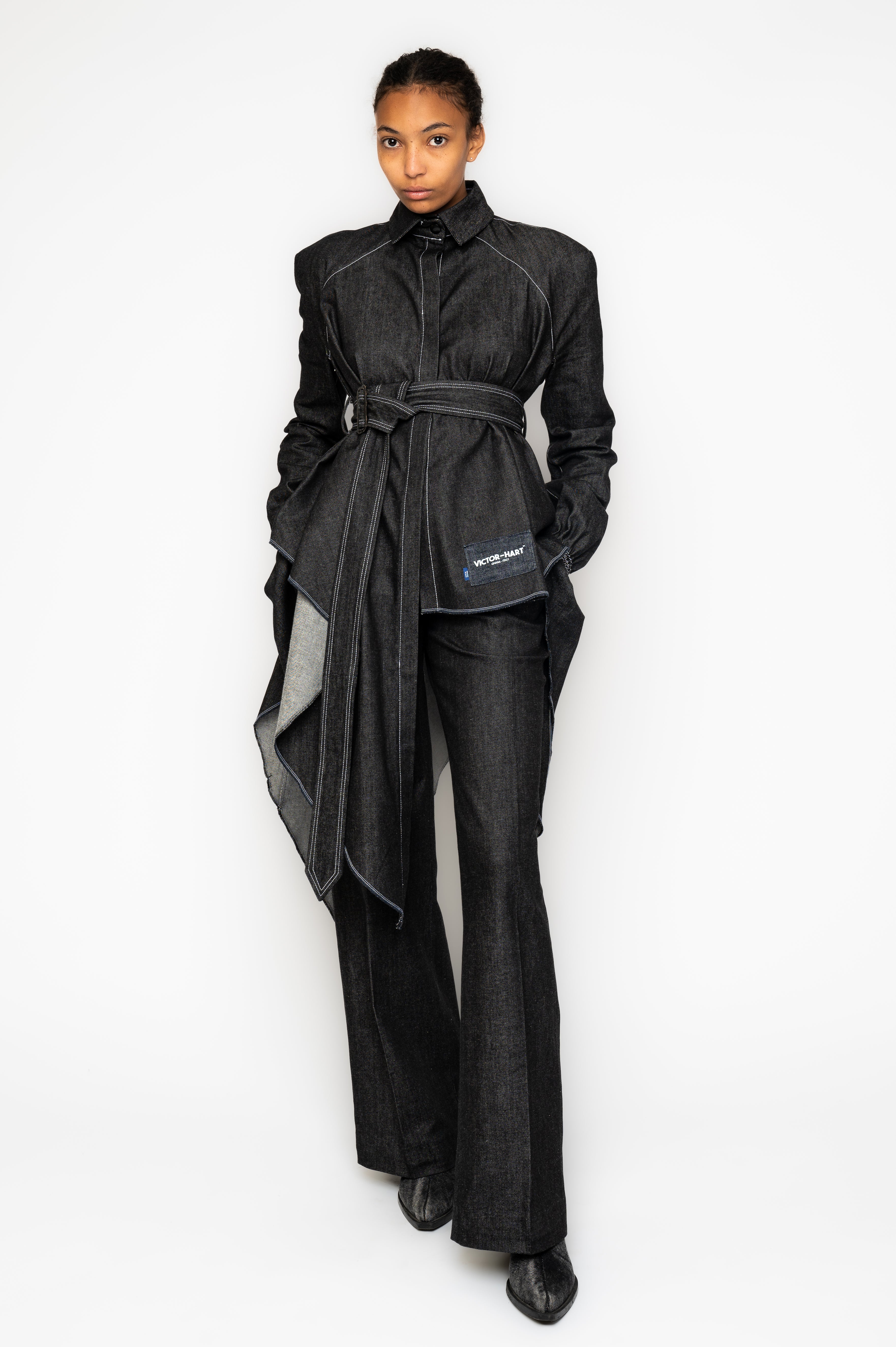 Victor-Hart luxury structured asymmetric shirt  with architectural tailoring