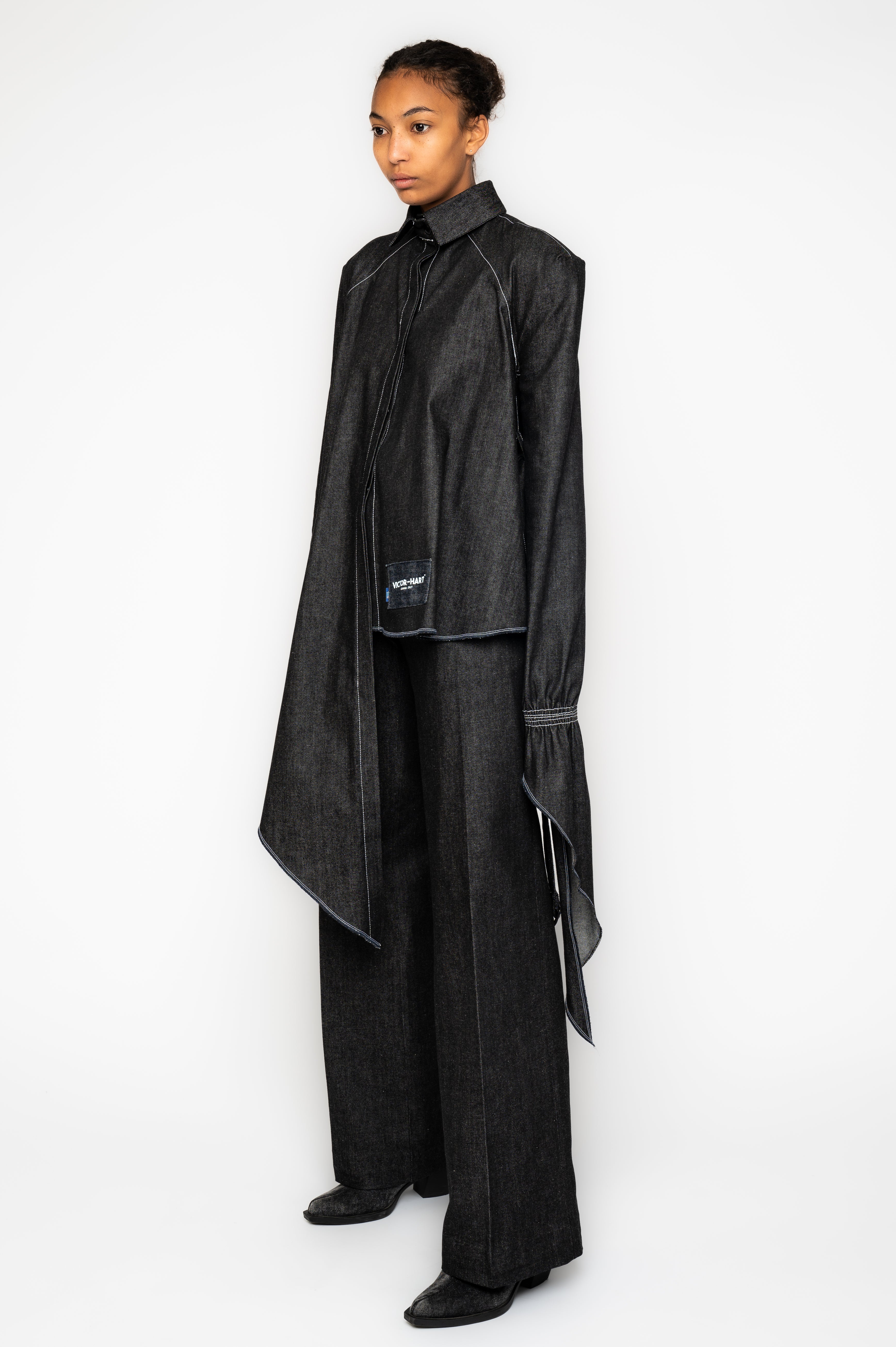Victor-Hart luxury structured asymmetric shirt  with architectural tailoring