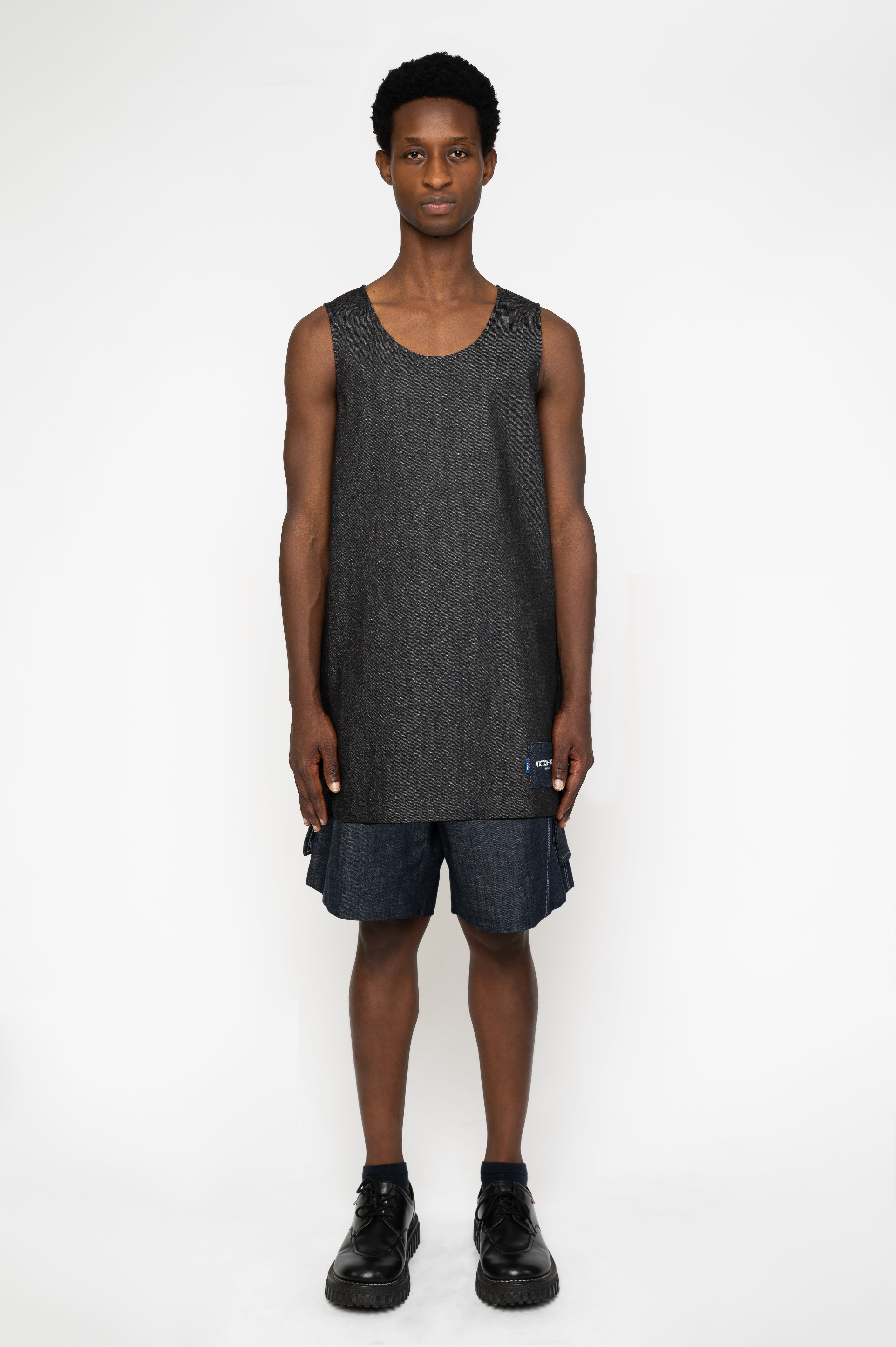 Victor-Hart luxury Basket jersey black denim with architectural tailoring