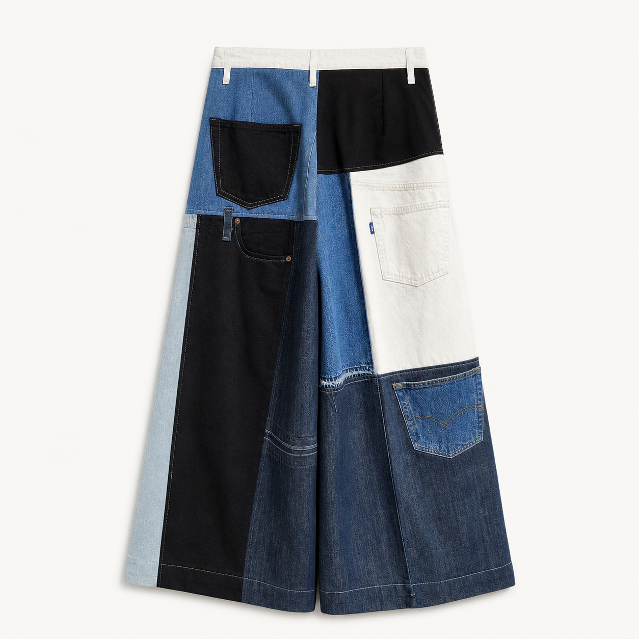 Victor-Hart upcycled denim palazzo pants, alternate front view