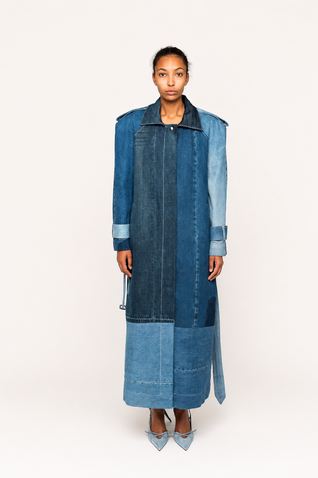 Victor-Hart upcycled trench coat, front view