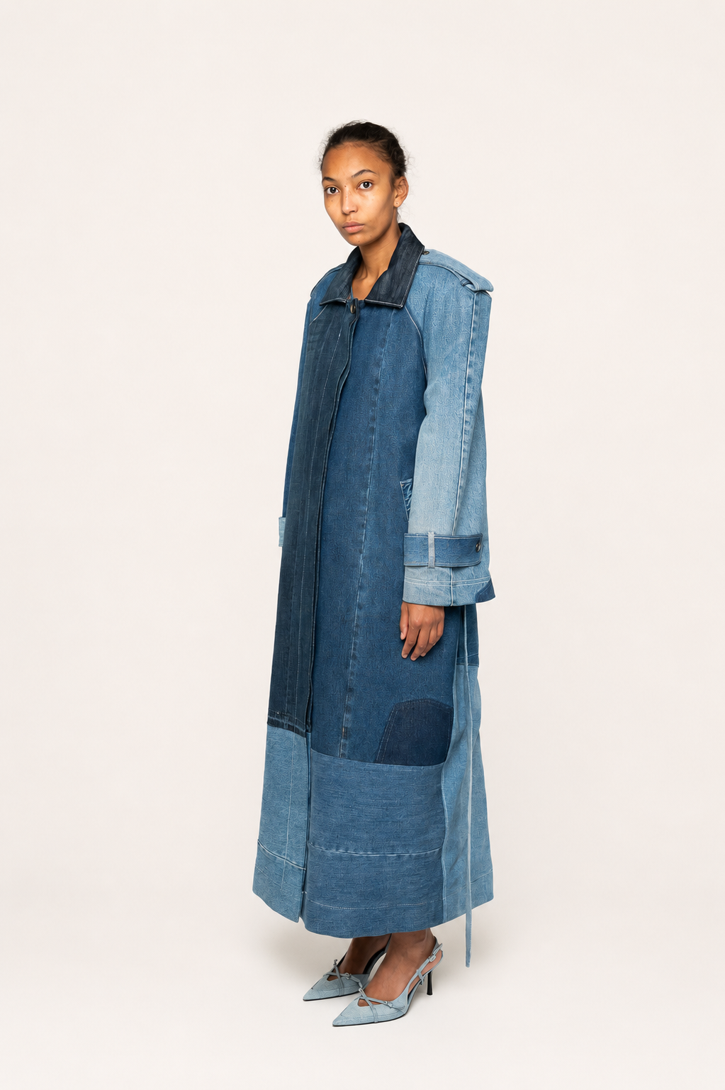 Victor-Hart upcycled trench coat, side view