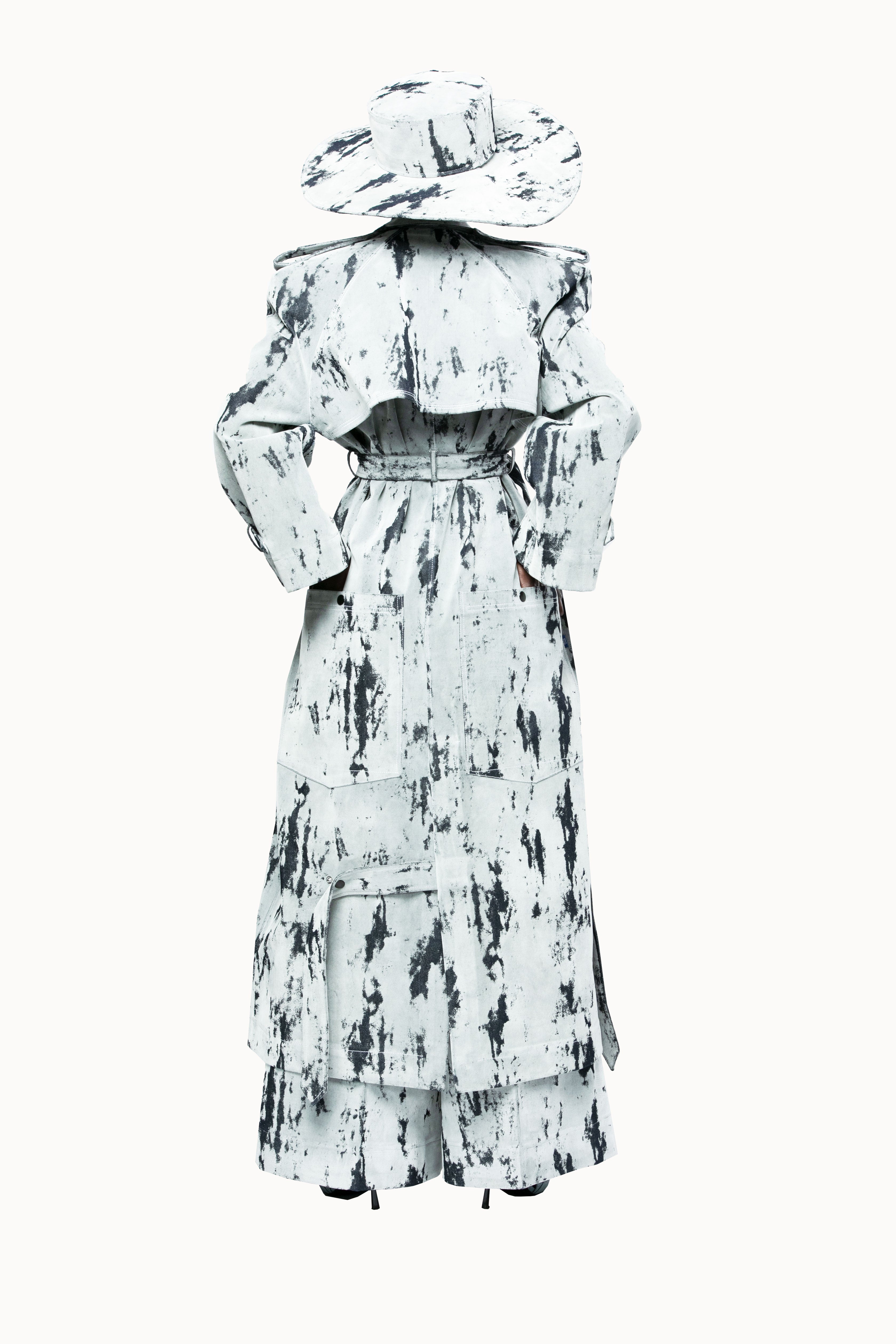 Victor-Hart luxury structured denim trench with architectural tailoring