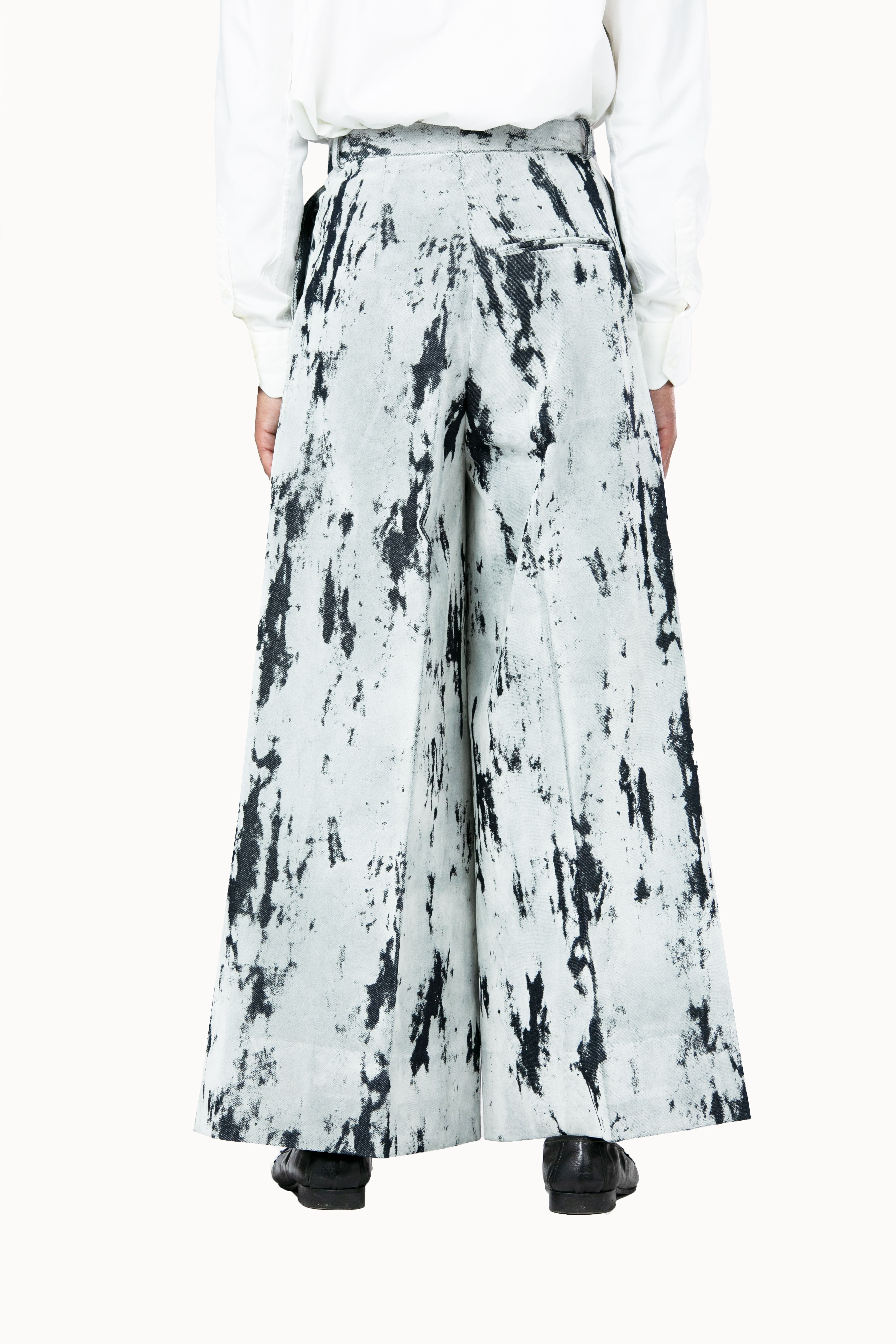 Victor-Hart luxury structured denim flock pants  with architectural tailoring