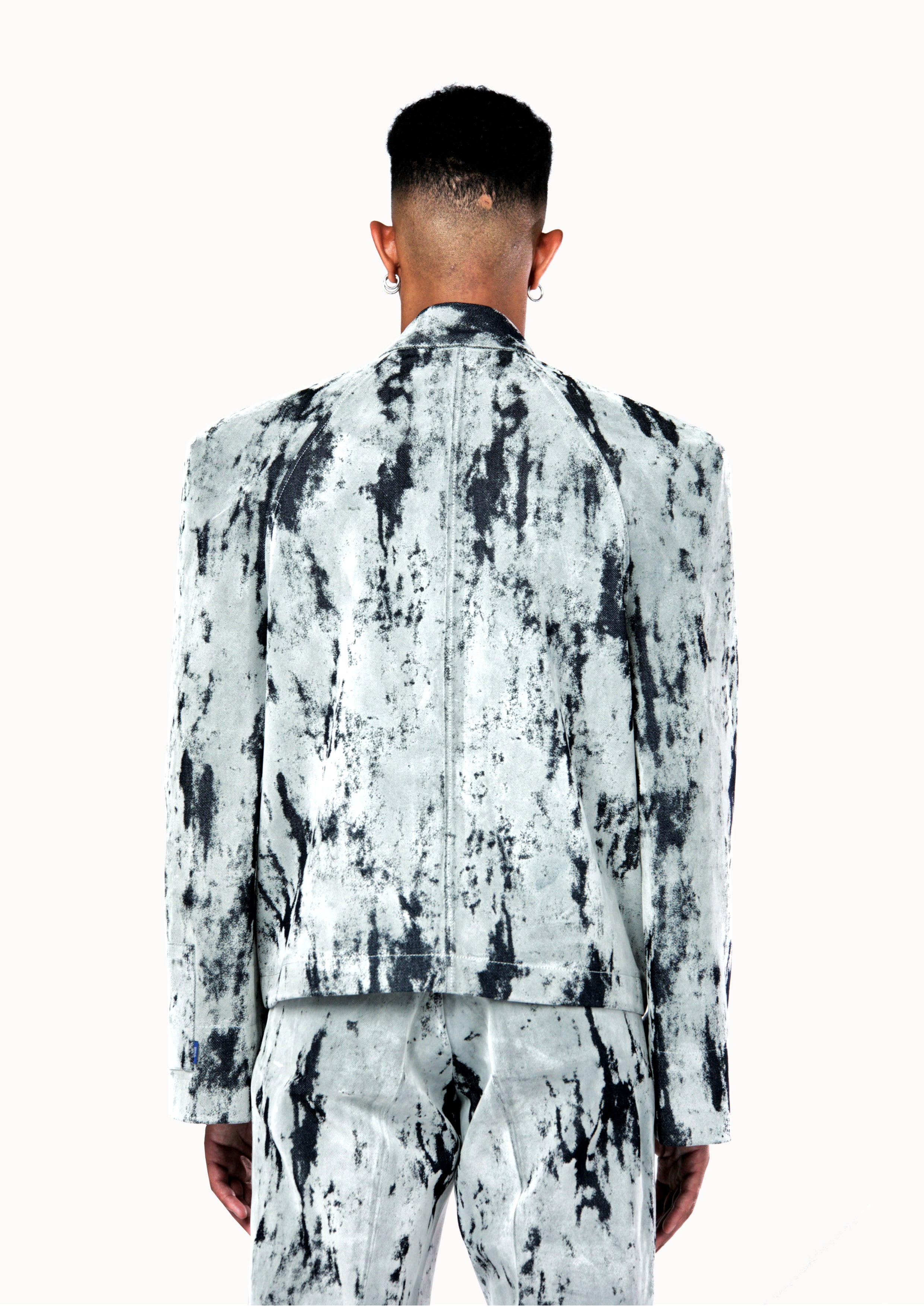 Victor-Hart luxury structured denim  kimono jacket with architectural tailoring