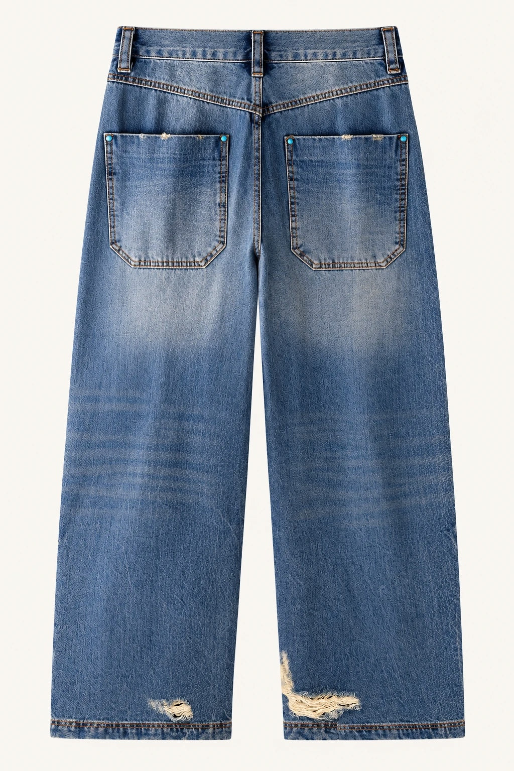Victor-Hart Turquoise Stud Carpenter Jeans, back view
